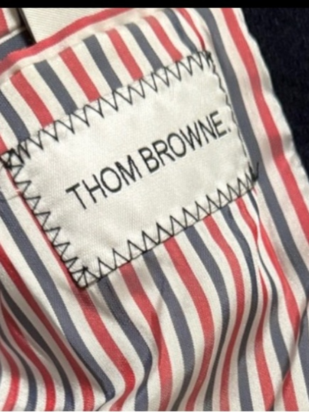 Thom Browne Navy Blue Blazer with White Trim - Picture 5 of 9
